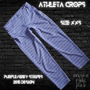 Athleta Purple Grey Striped Cropped Leggings Roller Derby Weight Lifting Dance